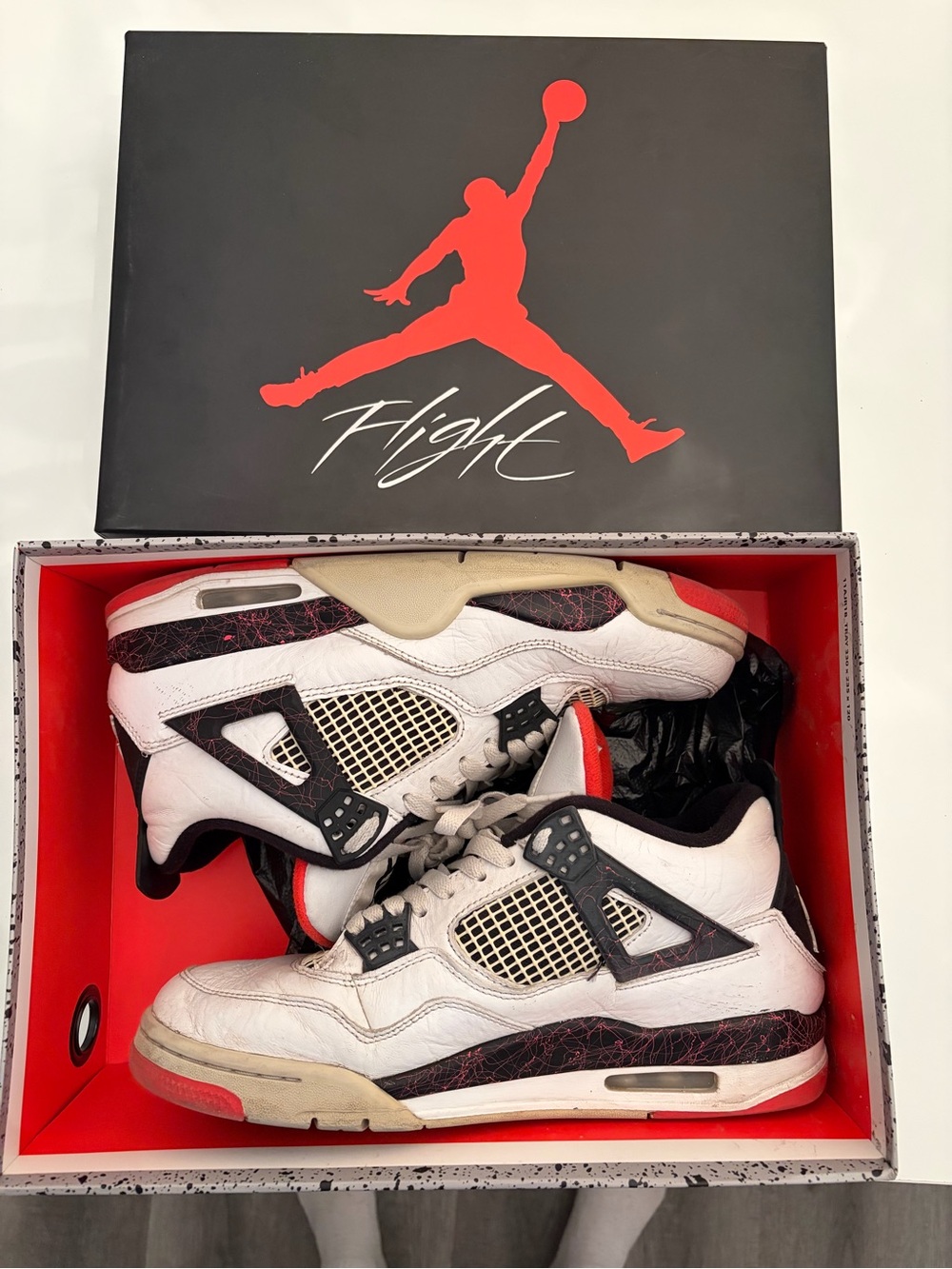 Nike White Red Black Air Jordan 4 Retro